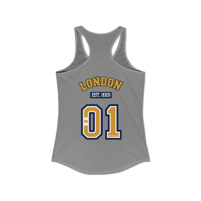 London (LDN) Varsity Women's Ideal Racerback Tank - Chinchilla Choons