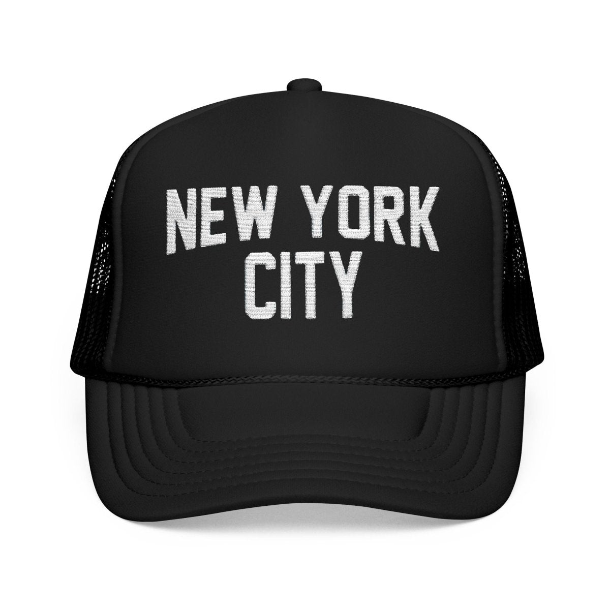New York City Embroidered Trucker Cap (Unisex) Black & Navy - Chinchilla Choons