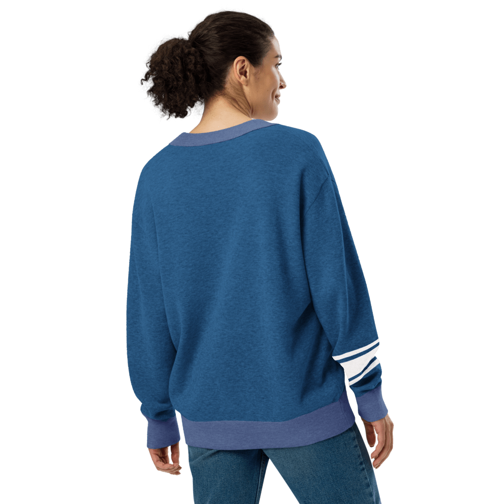 New York Varsity Knitted Cardigan (Blue & White) - Chinchilla Choons