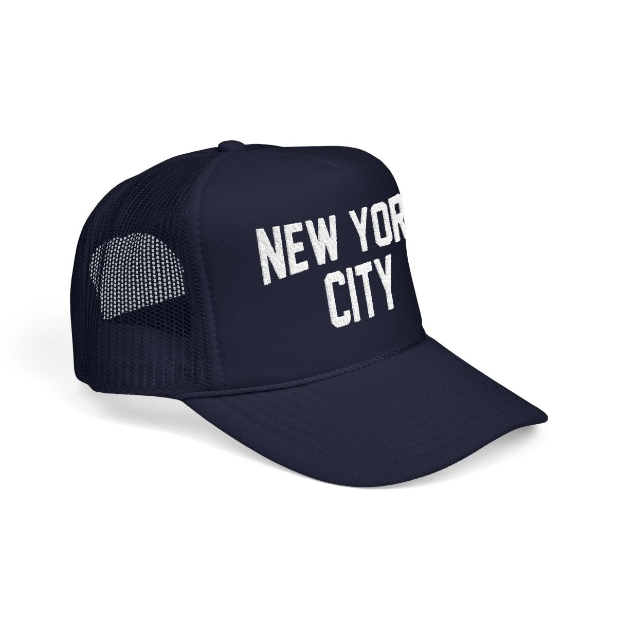 New York City Embroidered Trucker Cap (Unisex) Black & Navy - Chinchilla Choons