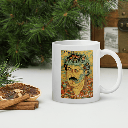 Pablo Escobar Medellin Colombia White Glossy Mug - Chinchilla Choons