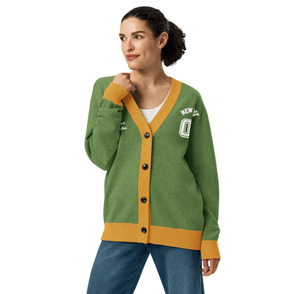 New York Varsity Knitted Cardigan (Green & Gold) - Chinchilla Choons