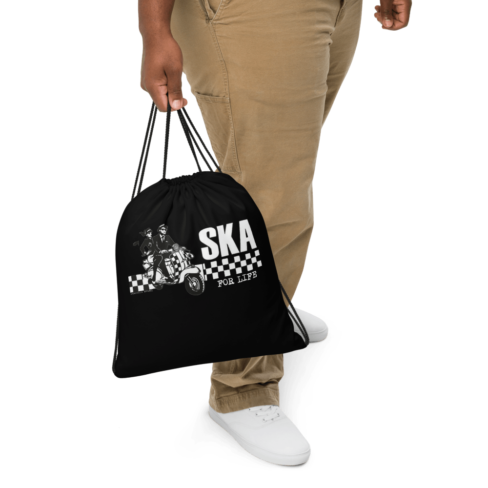 Ska For Life Drawstring Bag (Black) - Chinchilla Choons