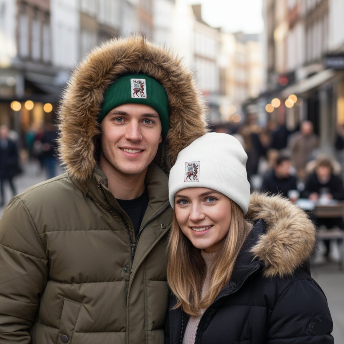 Deer Logo Unisex Cuffed Beanie Hat - Chinchilla Choons