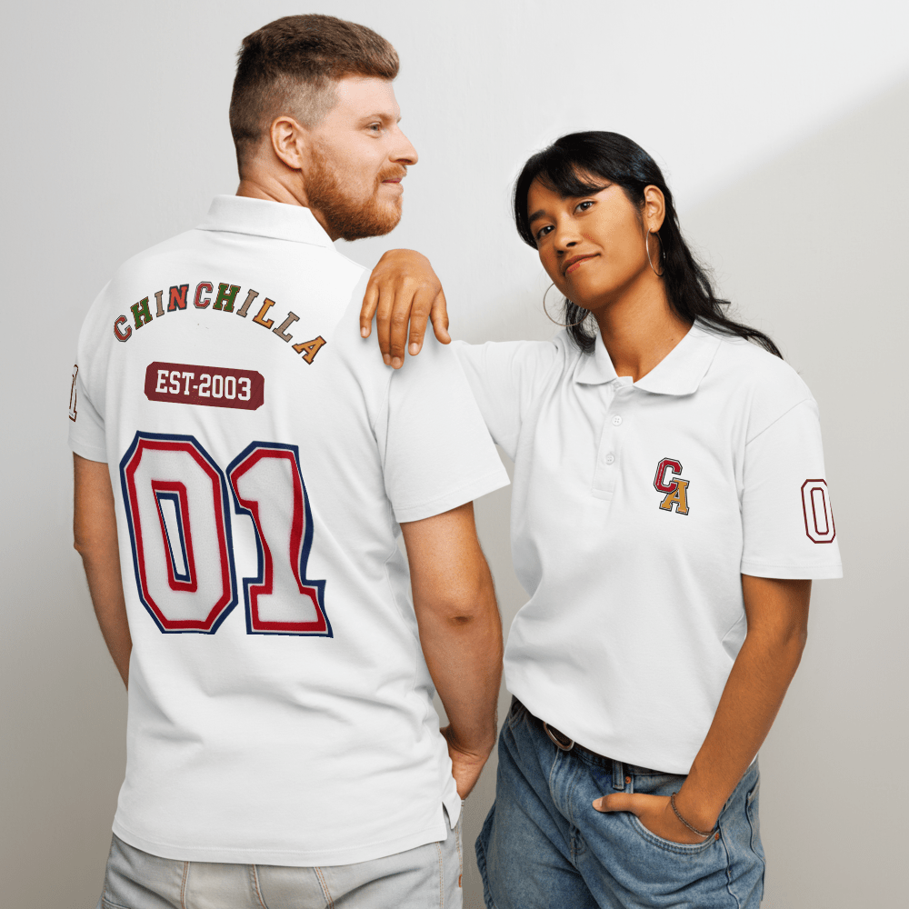 Chinchilla Varsity Unisex Pique Polo Shirt - Chinchilla Choons