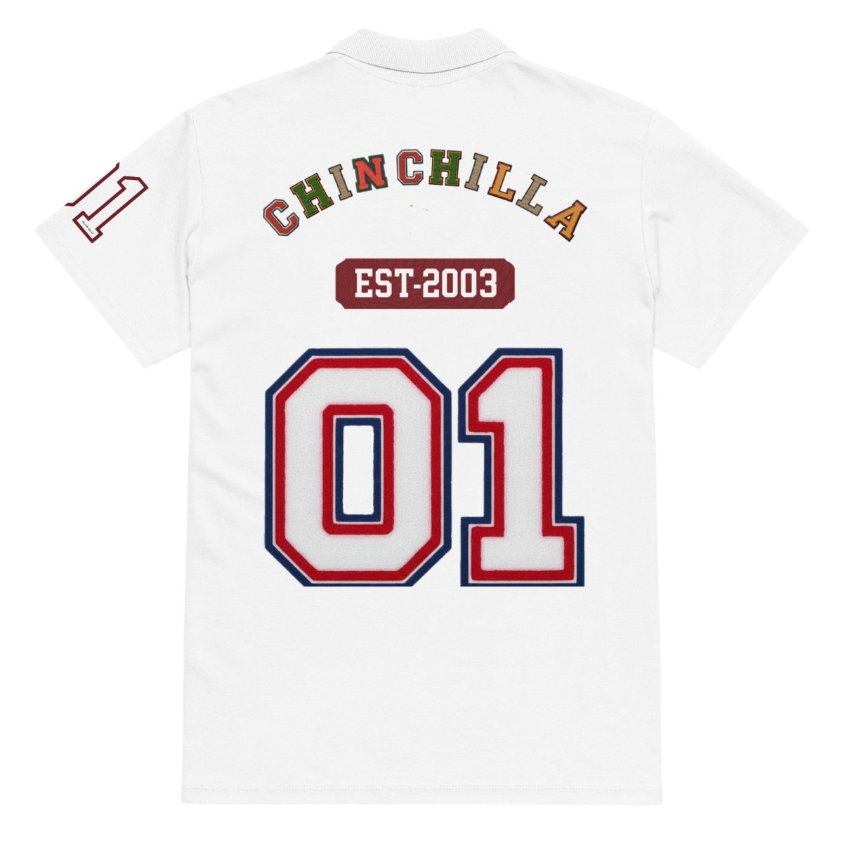 Chinchilla Varsity Unisex Pique Polo Shirt - Chinchilla Choons