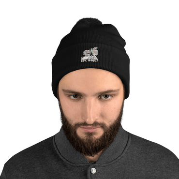 Evil Genius Embroidered Knit Beanie - Chinchilla Choons