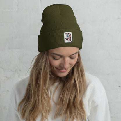 Deer Logo Unisex Cuffed Beanie Hat - Chinchilla Choons