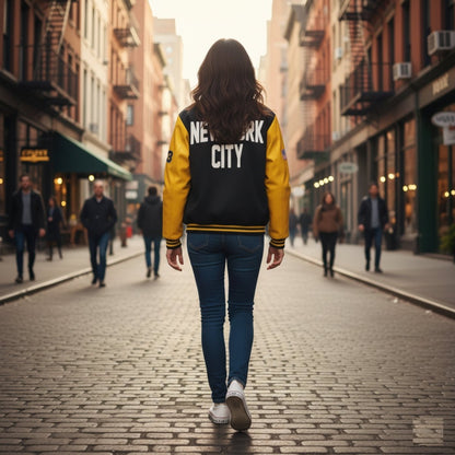 New York City Unisex Heavyweight Letterman Jacket - Chinchilla Choons