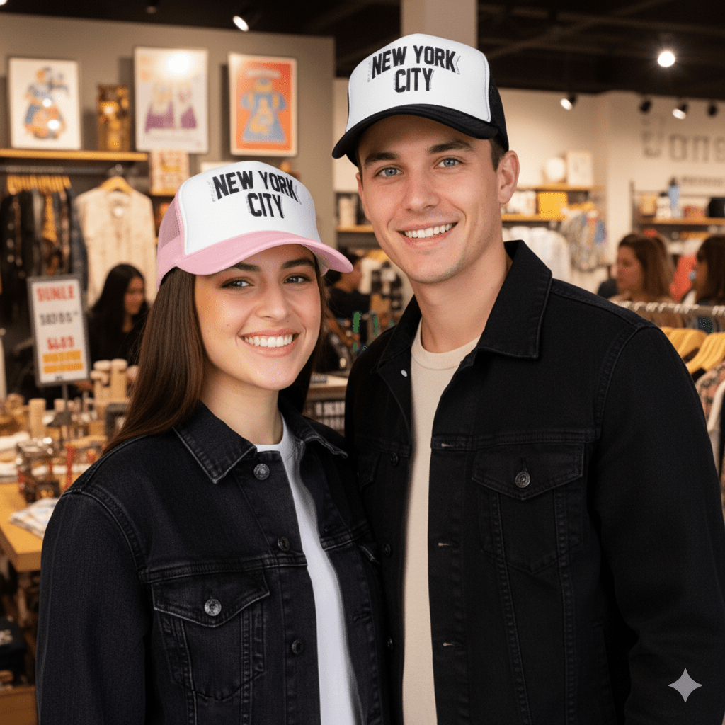 New York City Embroidered Trucker Cap (Unisex) Coloured - Chinchilla Choons