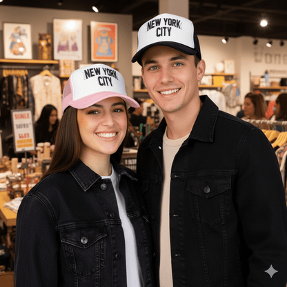 New York City Embroidered Trucker Cap (Unisex) Coloured - Chinchilla Choons
