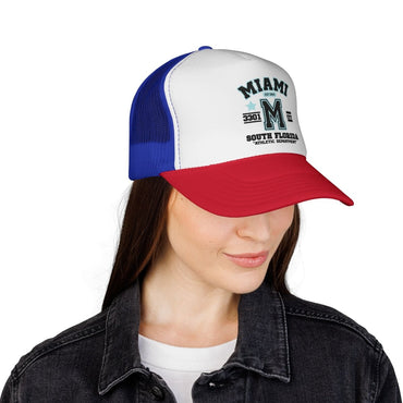 Miami Varsity Trucker Cap — South Florida Retro Mesh Hat - Chinchilla Choons