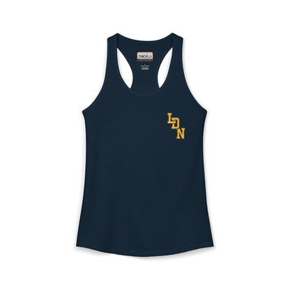 London (LDN) Varsity Women's Ideal Racerback Tank - Chinchilla Choons
