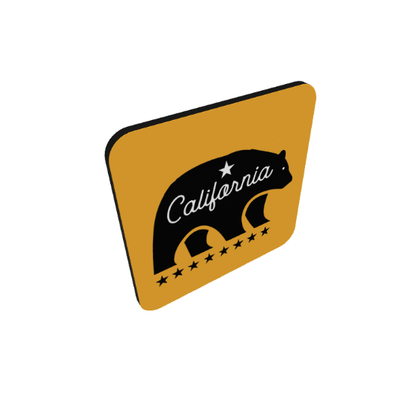 California Bear Mascot Cork-Back Coaster (Yellow/Black) - Chinchilla Choons