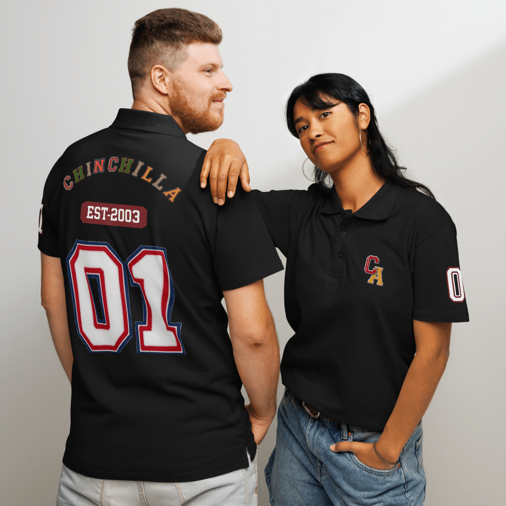 Chinchilla Varsity Unisex Pique Polo Shirt - Chinchilla Choons