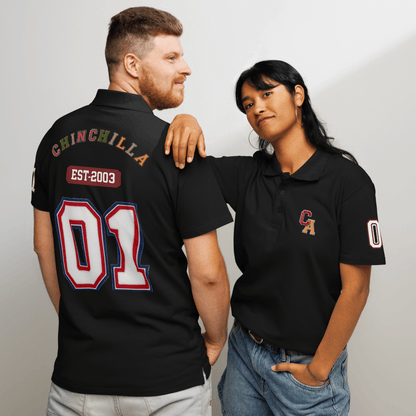 Chinchilla Varsity Unisex Pique Polo Shirt - Chinchilla Choons