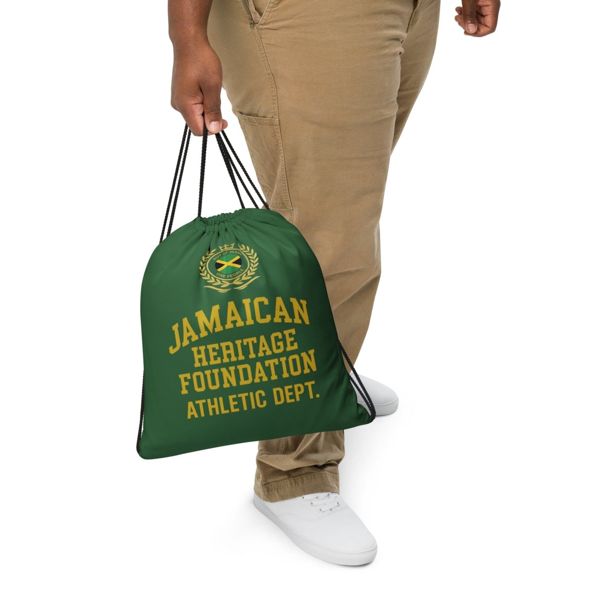 Jamaican Heritage Drawstring bag (Green & Gold) - Chinchilla Choons