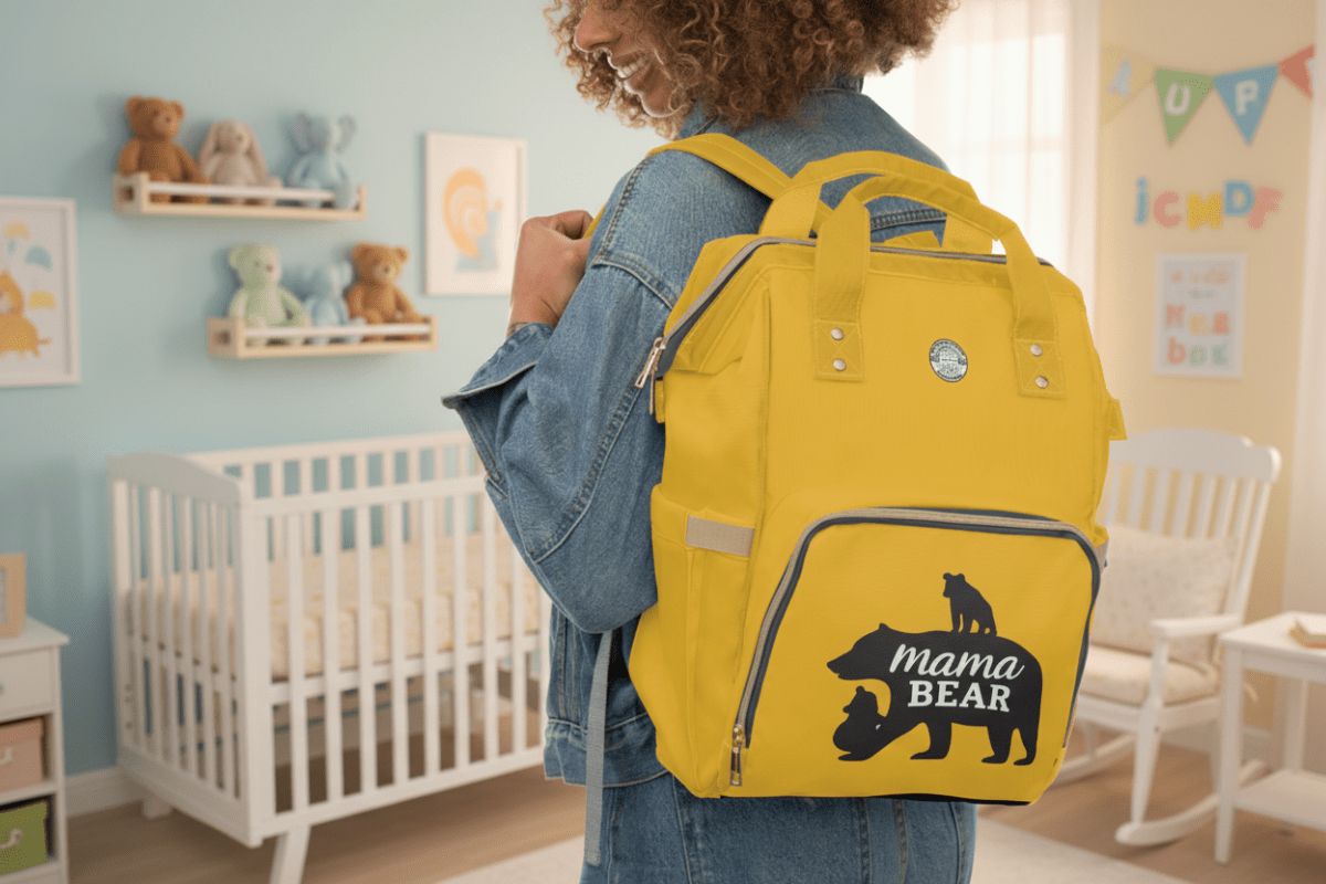 Mama Bear Diaper Backpack — Multifunctional Baby Changing Bag - Chinchilla Choons