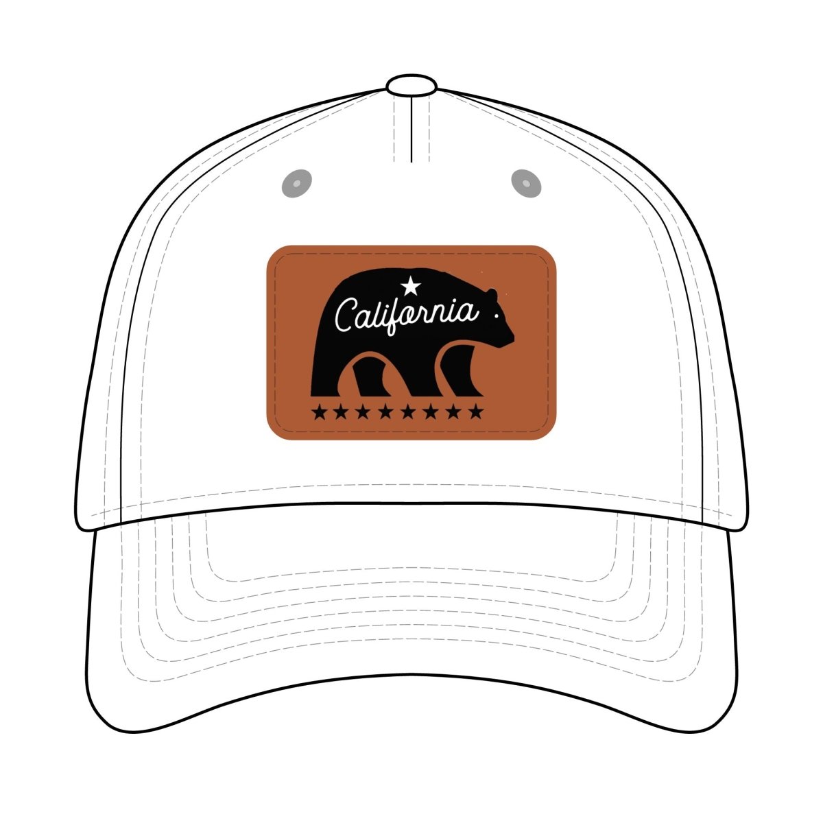 California Bear Mascot Leather Patch Baseball Cap – Vintage Outdoor Hat - Chinchilla Choons