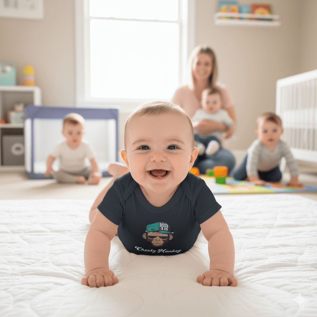 Cheeky Monkey Baby Bodysuit - Chinchilla Choons