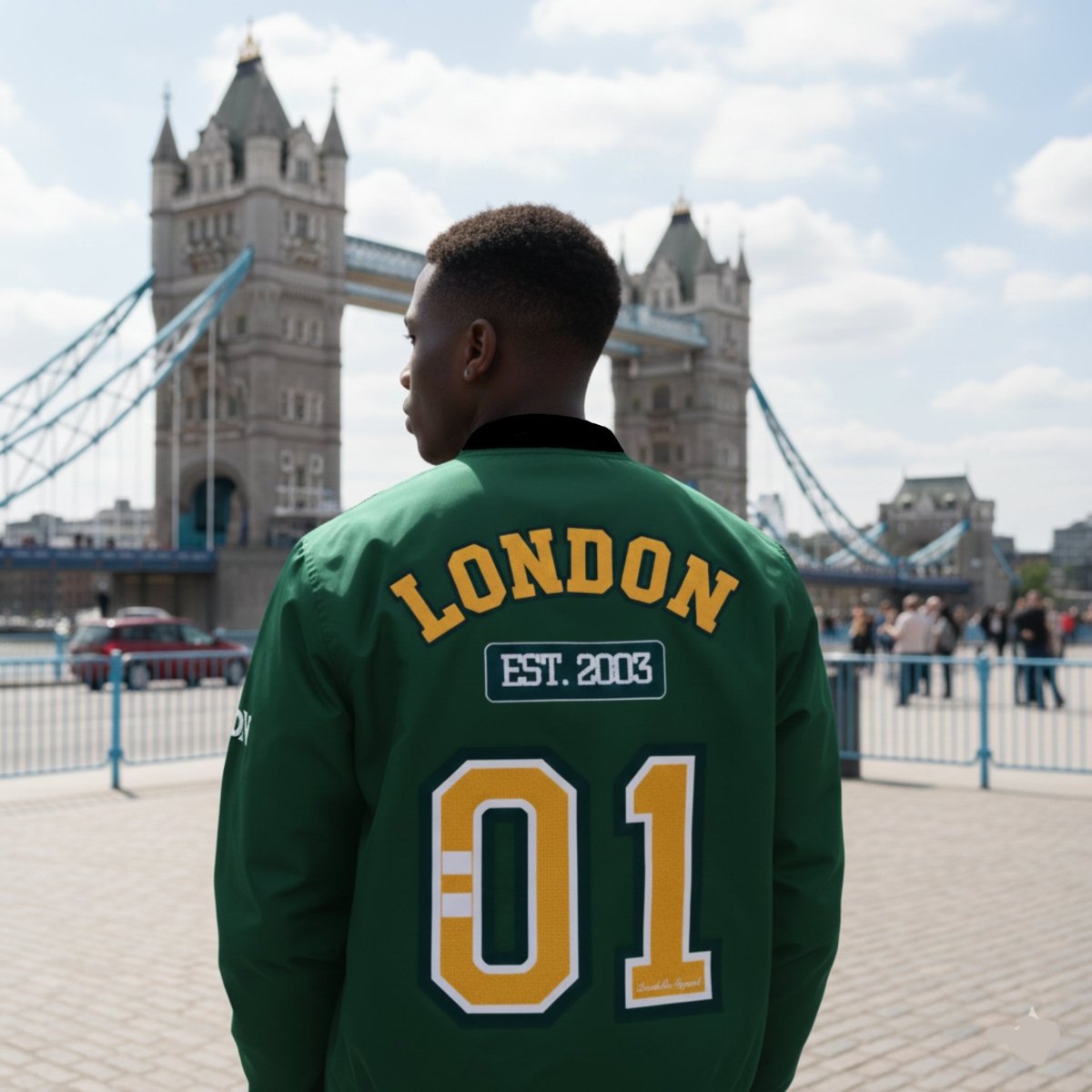London Varsity Bomber Jacket — (Collegiate Green) - Chinchilla Choons