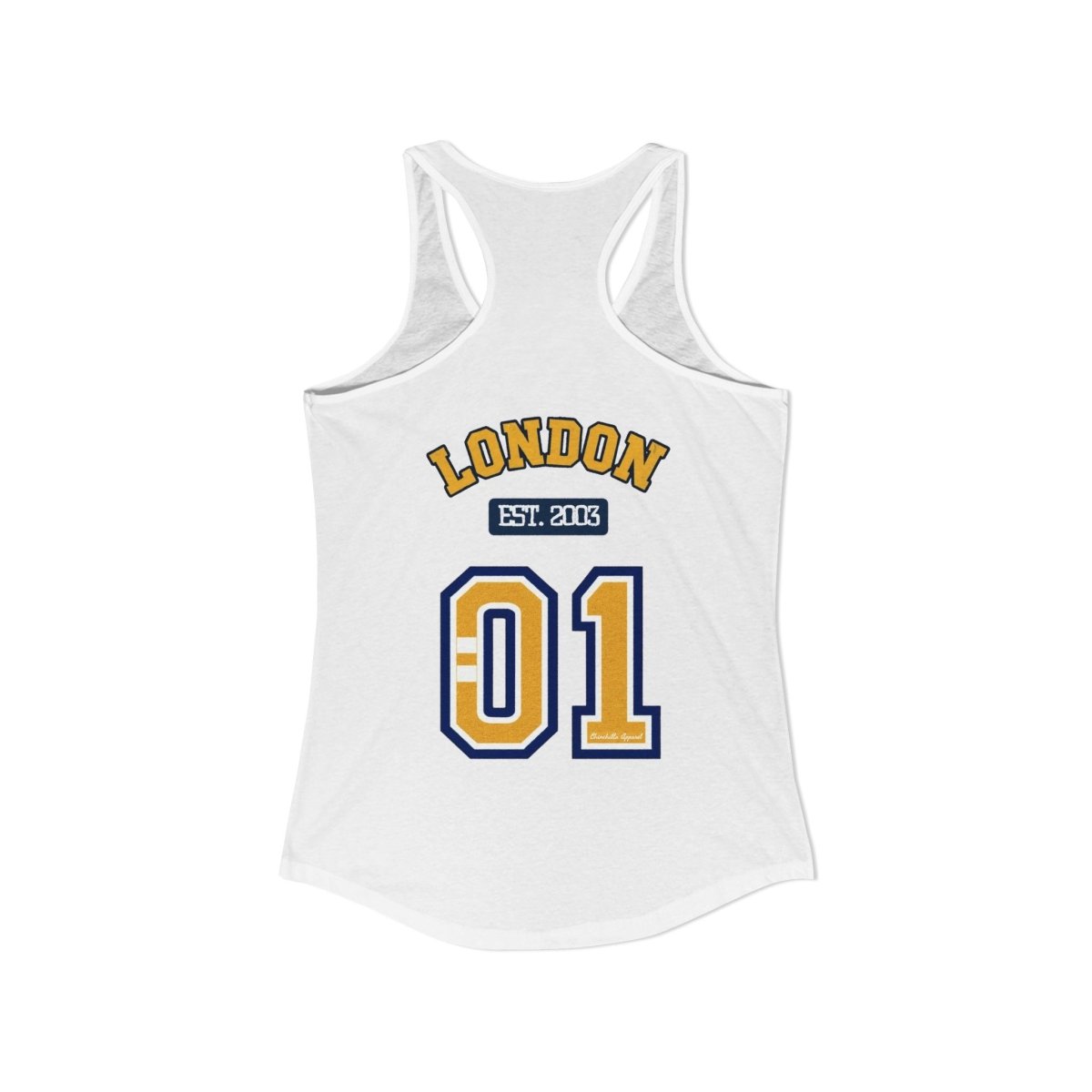 London (LDN) Varsity Women's Ideal Racerback Tank - Chinchilla Choons