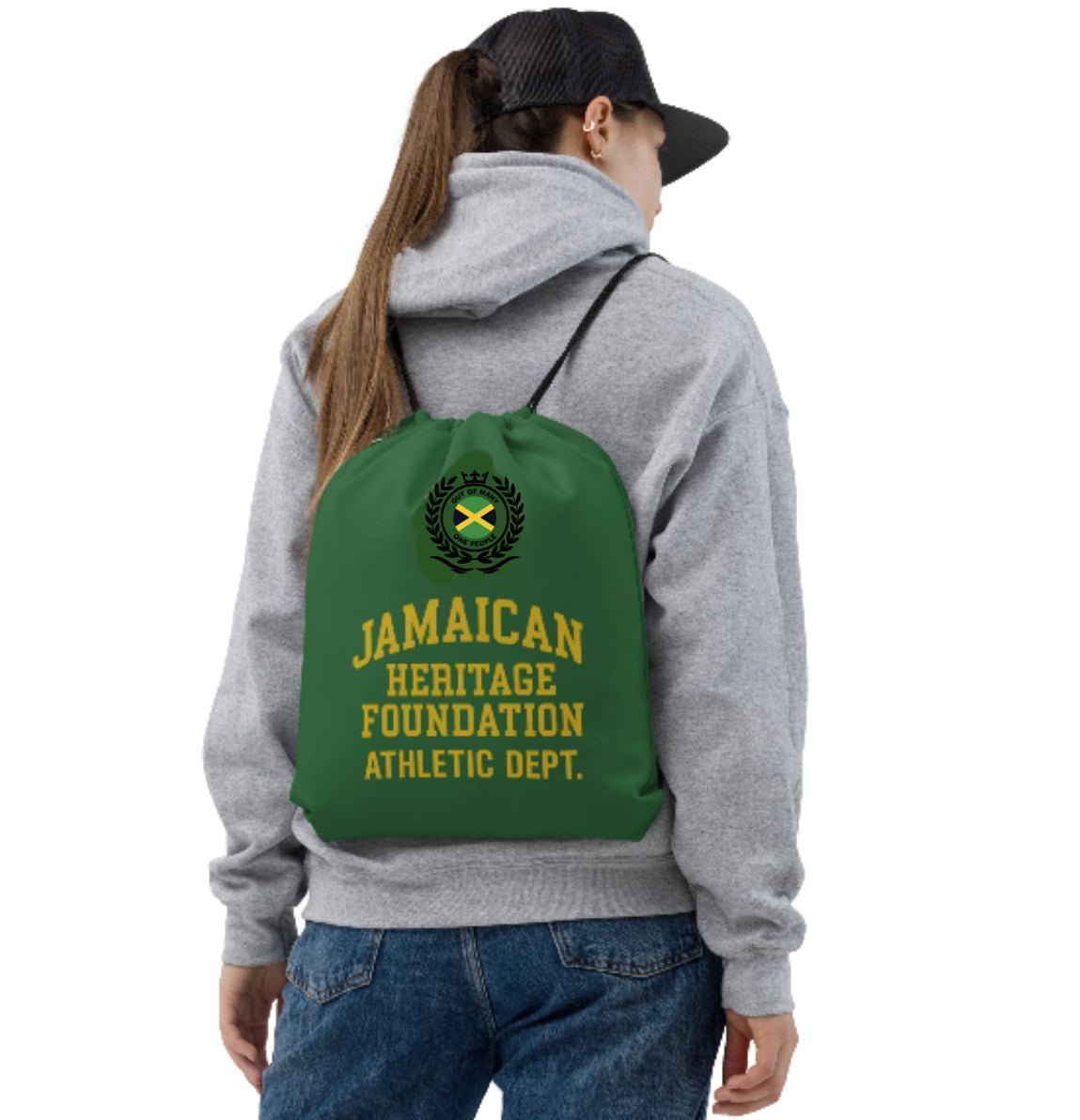 Jamaican Heritage Drawstring bag (Green & Gold) - Chinchilla Choons