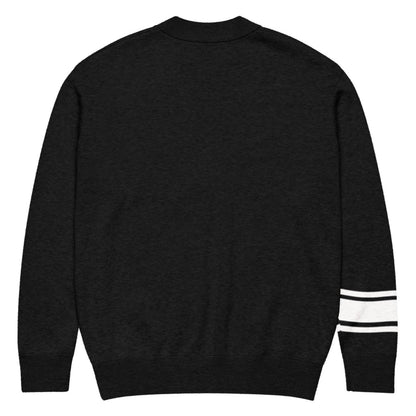 New York Varsity Knitted Cardigan (Black & White) - Chinchilla Choons