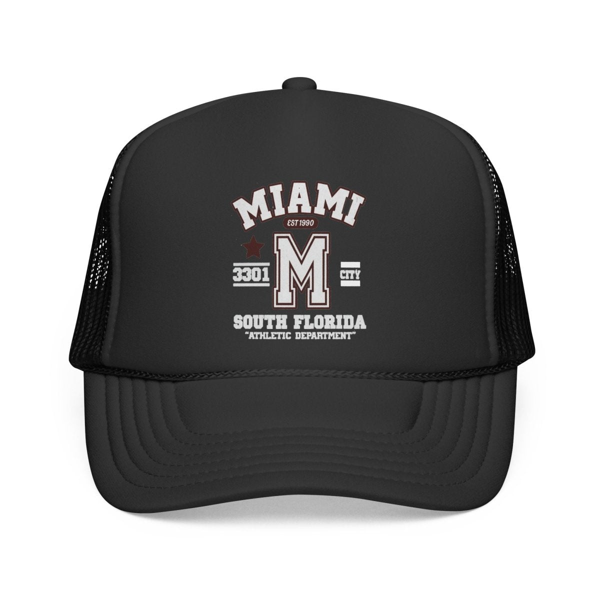 Miami Varsity Trucker Cap — South Florida Retro Mesh Hat - Chinchilla Choons