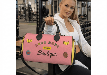 Boss Babe Varsity Leather Designer Duffle Gym Bag - Chinchilla Choons