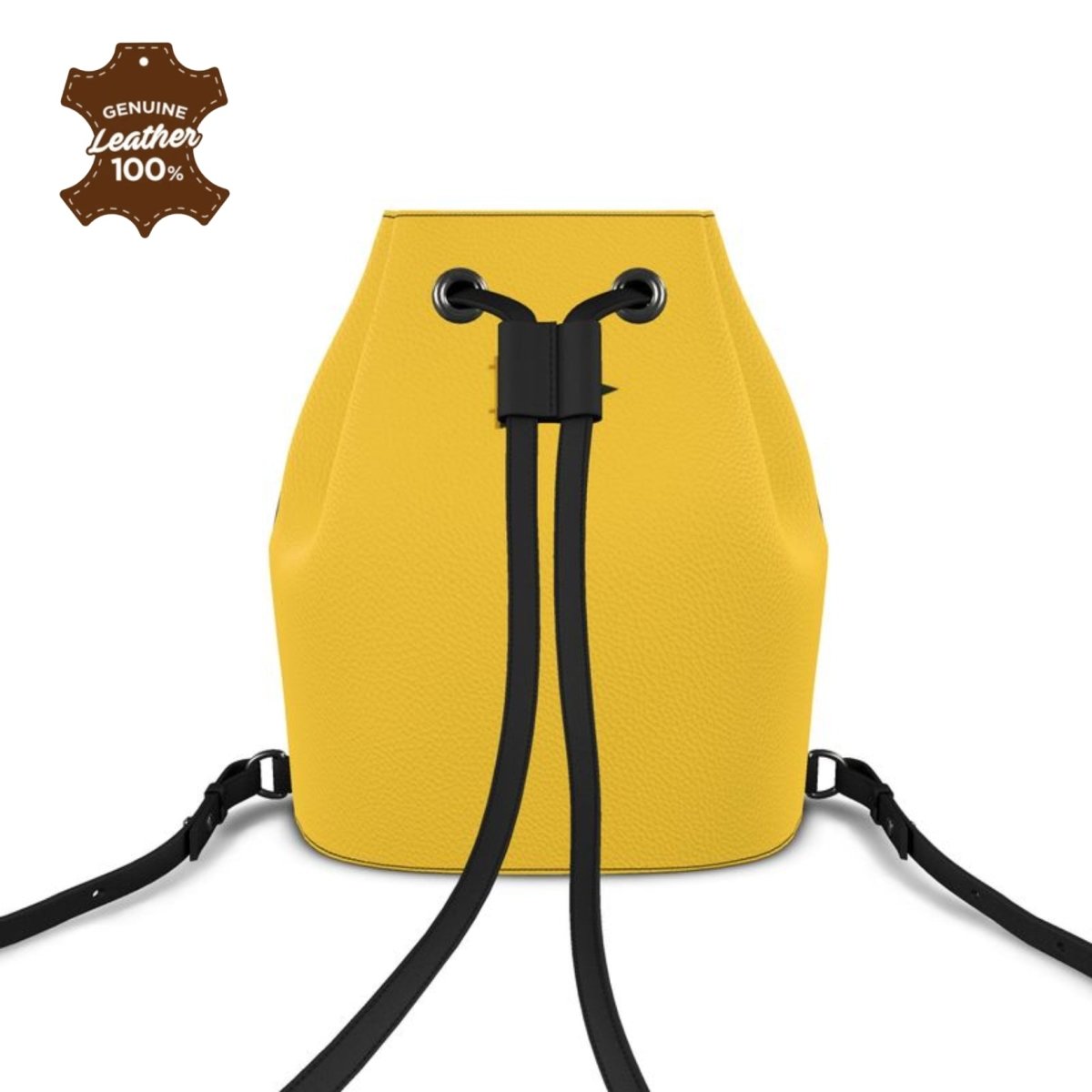 Cool Kid Varsity Leather Bucket Drawstring Backpack - Chinchilla Choons