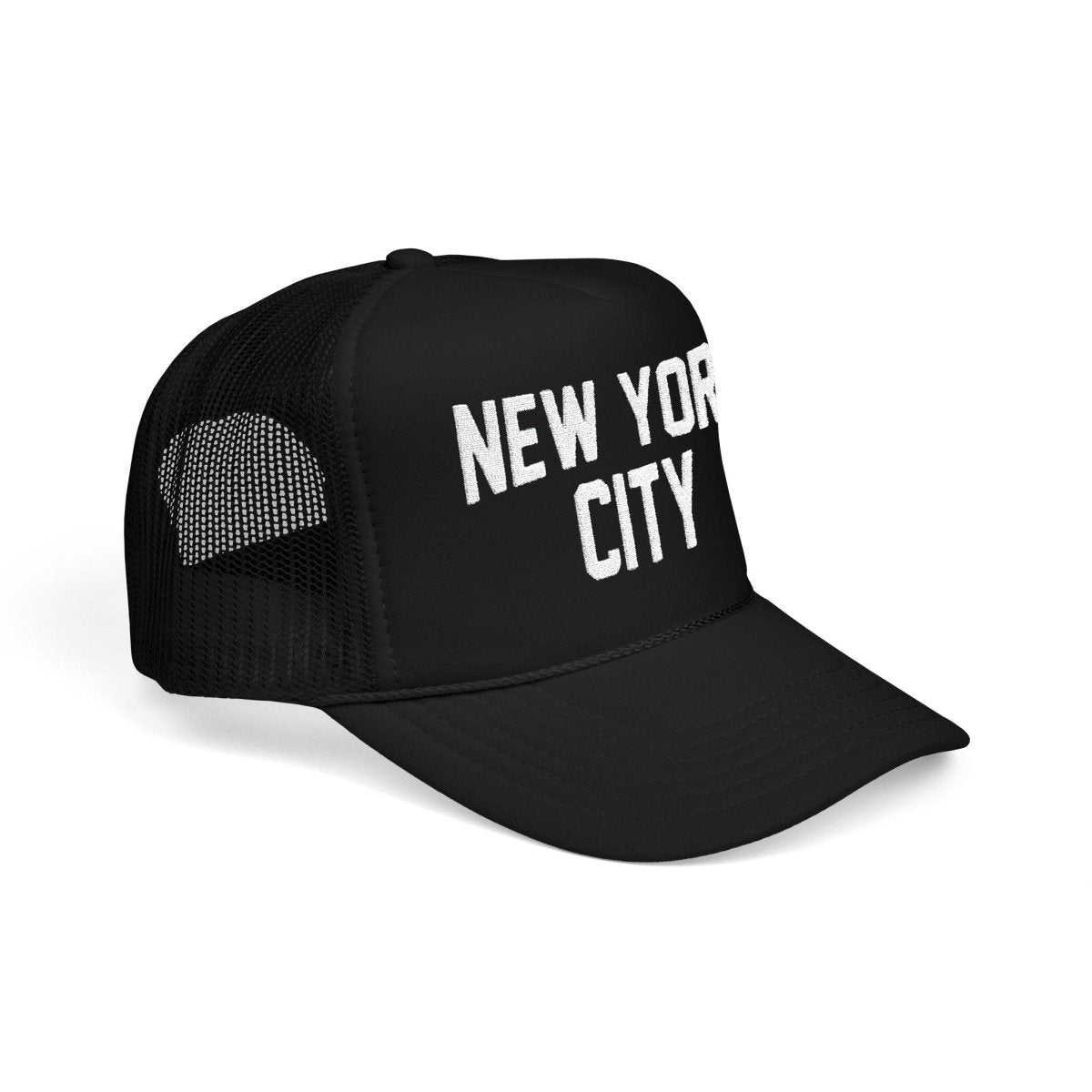 New York City Embroidered Trucker Cap (Unisex) Black & Navy - Chinchilla Choons
