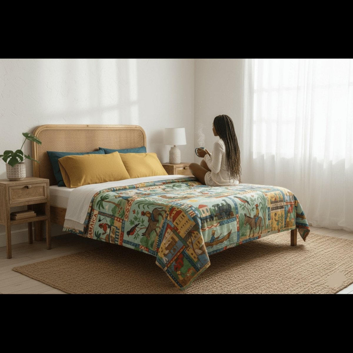 Jamaican Summer Comforter Queen Size Blanket - Chinchilla Choons