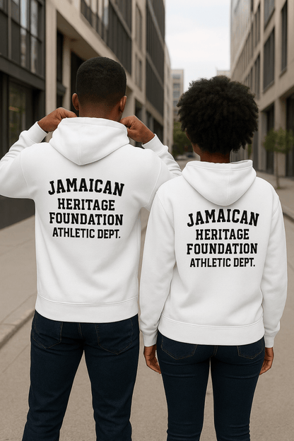 Jamaican Heritage Unisex Raglan Hoodie (White) - Chinchilla Choons