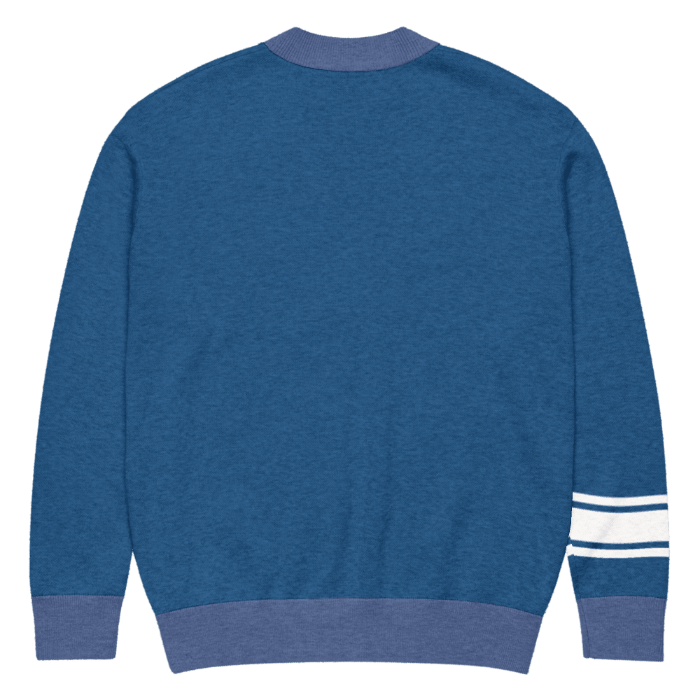 New York Varsity Knitted Cardigan (Blue & White) - Chinchilla Choons