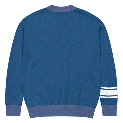 New York Varsity Knitted Cardigan (Blue & White) - Chinchilla Choons