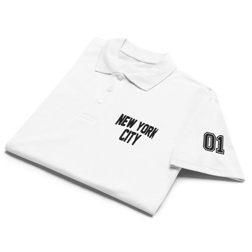 New York City Unisex Pique Polo Shirt (White) - Chinchilla Choons