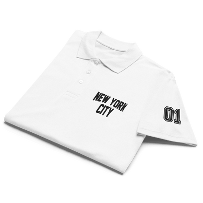 New York City Unisex Pique Polo Shirt (White) - Chinchilla Choons