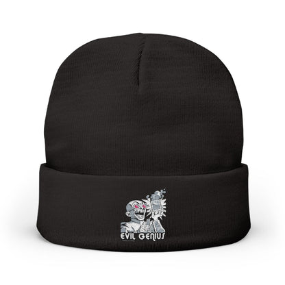 Evil Genius Embroidered Knit Beanie - Chinchilla Choons
