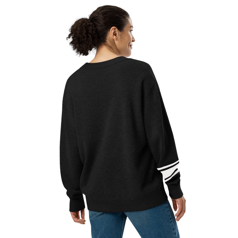 New York Varsity Knitted Cardigan (Black & White) - Chinchilla Choons