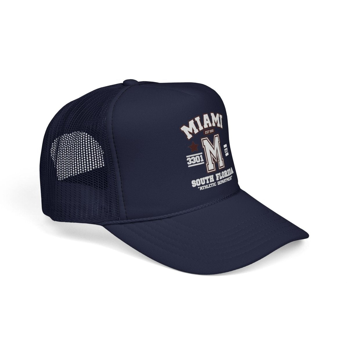 Miami Varsity Trucker Cap — South Florida Retro Mesh Hat - Chinchilla Choons