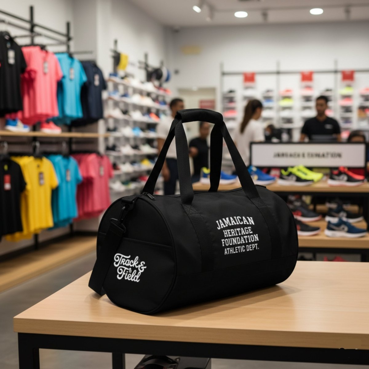 Jamaican Heritage Sporty Duffel Gym Bag (Black) - Chinchilla Choons