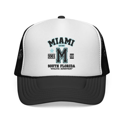 Miami Varsity Trucker Cap — South Florida Retro Mesh Hat - Chinchilla Choons