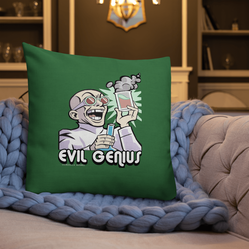 Evil Genius Premium Pillow (Green) - Chinchilla Choons