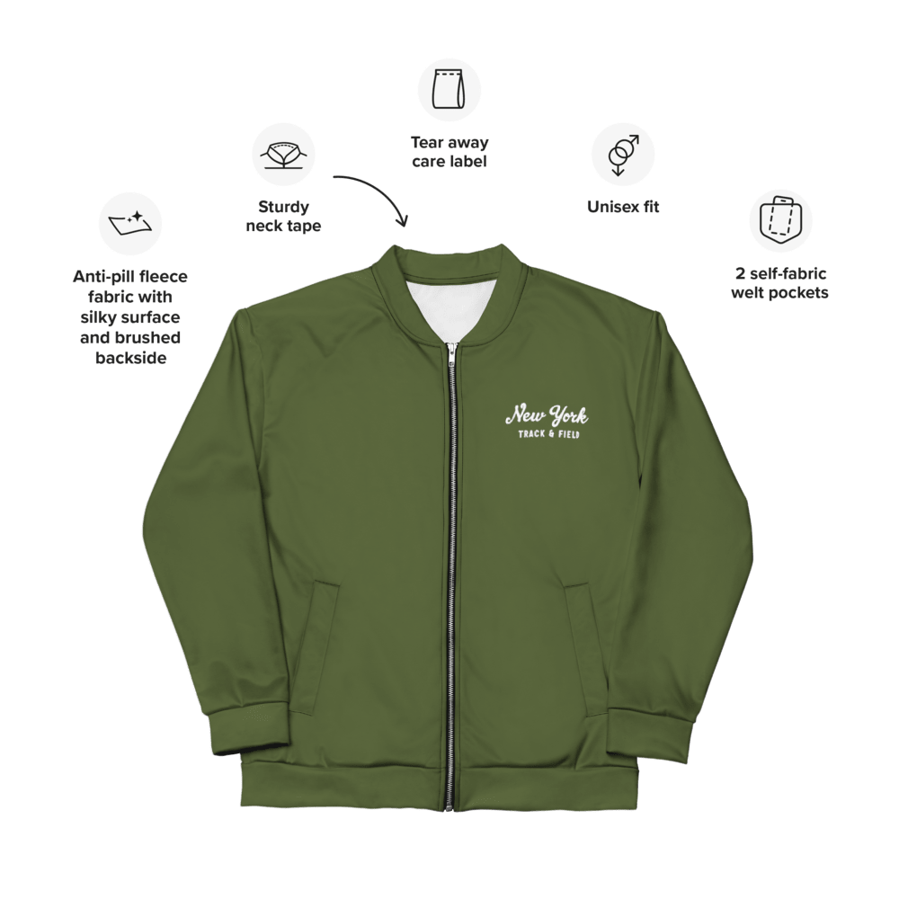 New York Unisex Bomber Jacket (Army Green) - Chinchilla Choons
