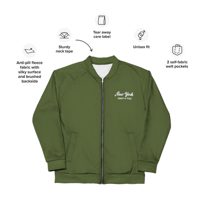 New York Unisex Bomber Jacket (Army Green) - Chinchilla Choons