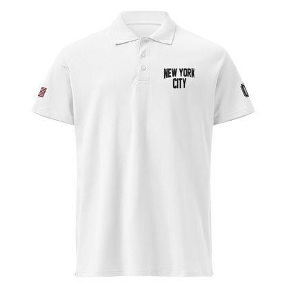 New York City Unisex Pique Polo Shirt (White) - Chinchilla Choons