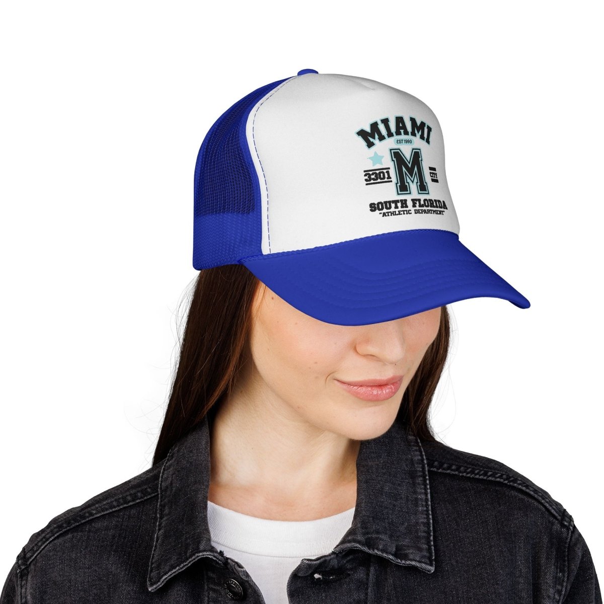 Miami Varsity Trucker Cap — South Florida Retro Mesh Hat - Chinchilla Choons