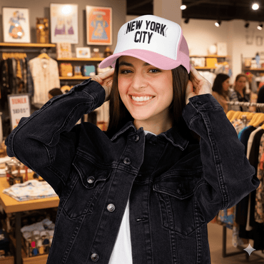 New York City Embroidered Trucker Cap (Unisex) Coloured - Chinchilla Choons