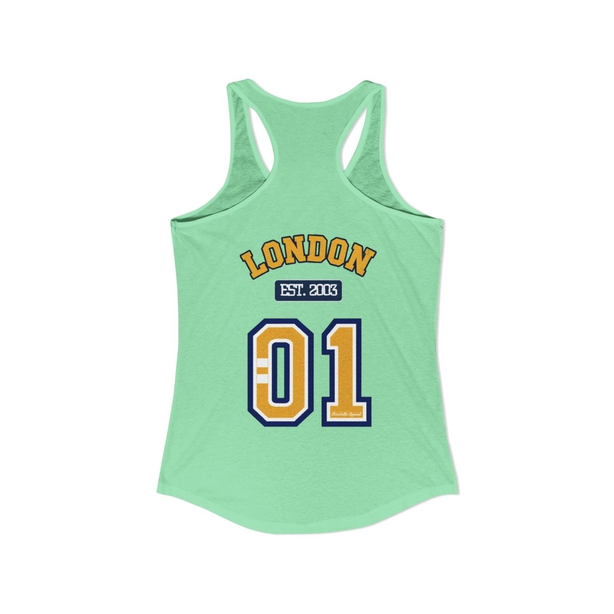 London (LDN) Varsity Women's Ideal Racerback Tank - Chinchilla Choons